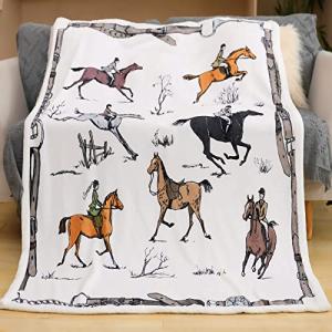 chifave Horse Blanket Gift for Girls Boys Adults Throw with Horses Design Fuzzy Soft Stuff Knight Horsemen Equestrian Gifts for Horse Lovers Kids and Toddler 50"x60"
