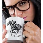 3dRose mug_26013_4 Jockey And Horse Racing Mug, Multicolor, 11 oz
