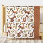 Western Cowboy Baby Blanket for Boys, Horse Theme Toddler Soft Minky Blanket with Double Layer Dotted Backing, Nursery Newborn Baby Crib Receiving My First Rodeo, 30"x40"