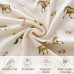 LifeTree Baby Swaddle Blankets, Boys Girls Muslin Swaddling Wrap Receiving Blanket for Newborn, 70% Viscose from Bamboo and 30% Cotton, Large 47" x 47", Horse & Leaf