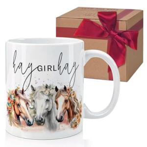 HIWERAN Funny Horse Mug Gifts for Horse Lover Farm Owner, Mom, Daughter, Hay Girl Hay Coffee Mug 11Oz, Cute Horse Mug Gift for Birthday, Mothers Day Gift, Christmas Birthday Mug Gift for Horse Lover
