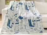 HunnmingRe Coastal Cowgirl Throw Blanket Blue Velvet Soft Plush Preppy Blanket with Cowboy Hat Boots Horseshoe Seashell for Summer Boho Gifts Couch Bed Sofa Chair Birthday Decor 50 x 60 Inches
