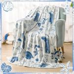 HunnmingRe Coastal Cowgirl Throw Blanket Blue Velvet Soft Plush Preppy Blanket with Cowboy Hat Boots Horseshoe Seashell for Summer Boho Gifts Couch Bed Sofa Chair Birthday Decor 50 x 60 Inches
