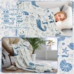 HunnmingRe Coastal Cowgirl Throw Blanket Blue Velvet Soft Plush Preppy Blanket with Cowboy Hat Boots Horseshoe Seashell for Summer Boho Gifts Couch Bed Sofa Chair Birthday Decor 50 x 60 Inches