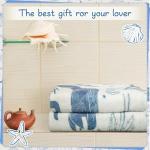 HunnmingRe Coastal Cowgirl Throw Blanket Blue Velvet Soft Plush Preppy Blanket with Cowboy Hat Boots Horseshoe Seashell for Summer Boho Gifts Couch Bed Sofa Chair Birthday Decor 50 x 60 Inches