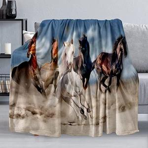 Horse Blanket, Soft Warm Fuzzy Fleece Plush Blanket 60''x50'', Smooth Cozy Flannel Throw Blanket for Bed/Couch/Office/Camping