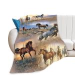 Galloping Horse Throw Blanket Super Soft Warm Comfort Fluffy Fleece Lightweight Flannel Blanket Wild Animal Cozy Fuzzy Plush Bedding ​Blanket Gift for Kids Boys Girls Teens Adults Couch Sofa 40"x50"