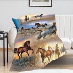 Galloping Horse Throw Blanket Super Soft Warm Comfort Fluffy Fleece Lightweight Flannel Blanket Wild Animal Cozy Fuzzy Plush Bedding ​Blanket Gift for Kids Boys Girls Teens Adults Couch Sofa 40"x50"