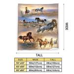 Galloping Horse Throw Blanket Super Soft Warm Comfort Fluffy Fleece Lightweight Flannel Blanket Wild Animal Cozy Fuzzy Plush Bedding ​Blanket Gift for Kids Boys Girls Teens Adults Couch Sofa 40"x50"