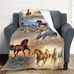 Galloping Horse Throw Blanket Super Soft Warm Comfort Fluffy Fleece Lightweight Flannel Blanket Wild Animal Cozy Fuzzy Plush Bedding ​Blanket Gift for Kids Boys Girls Teens Adults Couch Sofa 40"x50"