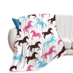Soft Warm Horse Fleece Plush Throw Blanket - Cozy Fluffy Flannel Bedding Stuff - Farm Animal Decor Blanket for Girls Boys Kids Adults Women Bed Travel 40"x50"