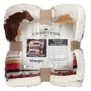 CARSTENS, INC. Wrangler Ultra Premium Super Soft Plush Sherpa Fleece Oversized Throw Blanket 54" x 68", Running Horses