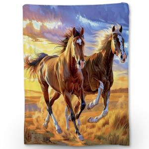 Ti Caldi Horse Blanket - Soft Cozy Lightweight Flannel Throw Blanket for Couch, Bed, Travel, Outdoor Use | Warm, Fluffy, Fuzzy Blankets for Adults Kids Women Men Boys Girls 50×60 in