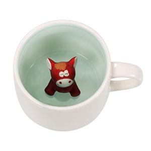 Szoyeay Horse Ceramic Cup Hidden 3D Animal Inside Mug,12 oz Cute Cartoon Handmade Figurine Mugs,Christmas Birthday Surprise for Friends Family or Kids (Horse)