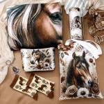 Tiangrid 6 Pcs Horse Gifts for Women Include 20 oz Horse Stainless Steel Tumbler with Lid Straw Cosmetic Bag Just A Girl Who Loves Horses Throw Blanket Keychain Socks Handbag for Women Girls