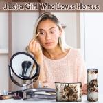 Tiangrid 6 Pcs Horse Gifts for Women Include 20 oz Horse Stainless Steel Tumbler with Lid Straw Cosmetic Bag Just A Girl Who Loves Horses Throw Blanket Keychain Socks Handbag for Women Girls