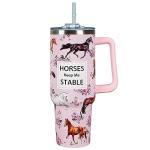 40 Oz Tumbler With Handle 40oz Horse Tumbler With Lid Straw Double Insulated Travel Coffee Mug Horse Lover Gifts for Women