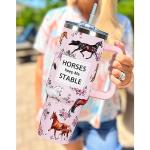 40 Oz Tumbler With Handle 40oz Horse Tumbler With Lid Straw Double Insulated Travel Coffee Mug Horse Lover Gifts for Women