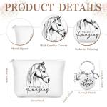 Sieral 3 Pcs Horse Lover Gifts for Women Girls Horse Wine Tumbler Gift Set for12 oz Stainless Steel Tumbler Cup with Lid Cosmetic Bag Keychain for Birthday Themed Animal Lovers Trainer