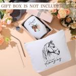 Sieral 3 Pcs Horse Lover Gifts for Women Girls Horse Wine Tumbler Gift Set for12 oz Stainless Steel Tumbler Cup with Lid Cosmetic Bag Keychain for Birthday Themed Animal Lovers Trainer