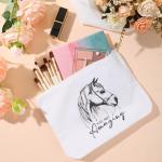 Sieral 3 Pcs Horse Lover Gifts for Women Girls Horse Wine Tumbler Gift Set for12 oz Stainless Steel Tumbler Cup with Lid Cosmetic Bag Keychain for Birthday Themed Animal Lovers Trainer