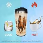 Fenmshairy Running Horse Travel Coffee Mug for Horse Lover, Stainless Steel Thermal Insulated Tumbler Cup with Filp Lid, Thanksgiving Christmas Birthday Gift for Men Women Friend Bestie Sister, 13 Oz