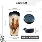 Fenmshairy Running Horse Travel Coffee Mug for Horse Lover, Stainless Steel Thermal Insulated Tumbler Cup with Filp Lid, Thanksgiving Christmas Birthday Gift for Men Women Friend Bestie Sister, 13 Oz