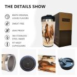 Fenmshairy Running Horse Travel Coffee Mug for Horse Lover, Stainless Steel Thermal Insulated Tumbler Cup with Filp Lid, Thanksgiving Christmas Birthday Gift for Men Women Friend Bestie Sister, 13 Oz
