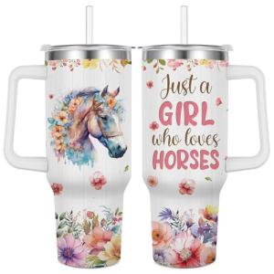 Caiibaoob Horse Gift: 40oz Insulated Stainless Steel Travel Mug with Handle