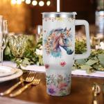 Caiibaoob Horse Gift: 40oz Insulated Stainless Steel Travel Mug with Handle