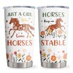 Qatdey Horse Gifts for Women/Girls, Christmas/Birthday Present for Horse Lover Tumbler 20oz, Just A Girl Who Loves Horses Mug 1PC