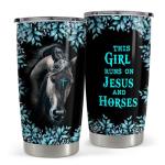 Horse Tumbler 20oz Stainless Steel Insulated Coffee Travel Mug Cup Christian Gifts for Horse Lover Girls Women Gift for Birthday Christmas