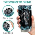 Horse Tumbler 20oz Stainless Steel Insulated Coffee Travel Mug Cup Christian Gifts for Horse Lover Girls Women Gift for Birthday Christmas