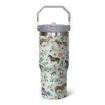 qwpmvhsak 30 oz Horse Flip Straw Tumbler with Handle, Cute Floral Horse Insulated Stainless Tumbler Coffee Cups Water Bottle CoffeeTravel,Horses Gifts for Women Horse Lovers Girls