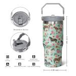 qwpmvhsak 30 oz Horse Flip Straw Tumbler with Handle, Cute Floral Horse Insulated Stainless Tumbler Coffee Cups Water Bottle CoffeeTravel,Horses Gifts for Women Horse Lovers Girls
