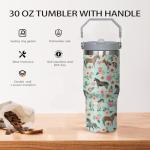 qwpmvhsak 30 oz Horse Flip Straw Tumbler with Handle, Cute Floral Horse Insulated Stainless Tumbler Coffee Cups Water Bottle CoffeeTravel,Horses Gifts for Women Horse Lovers Girls