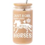 Horse Gifts for Girls Women -Birthday Christmas Gifts for Horse Lovers Teenage Daughter Sister Friends Bestie Niece, 16 Oz Glass Cup