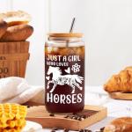 Horse Gifts for Girls Women -Birthday Christmas Gifts for Horse Lovers Teenage Daughter Sister Friends Bestie Niece, 16 Oz Glass Cup