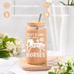 Horse Gifts for Girls Women -Birthday Christmas Gifts for Horse Lovers Teenage Daughter Sister Friends Bestie Niece, 16 Oz Glass Cup