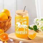 Horse Gifts for Girls Women -Birthday Christmas Gifts for Horse Lovers Teenage Daughter Sister Friends Bestie Niece, 16 Oz Glass Cup