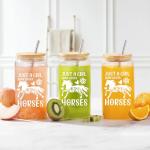 Horse Gifts for Girls Women -Birthday Christmas Gifts for Horse Lovers Teenage Daughter Sister Friends Bestie Niece, 16 Oz Glass Cup