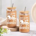 Horse Gifts for Girls Women -Birthday Christmas Gifts for Horse Lovers Teenage Daughter Sister Friends Bestie Niece, 16 Oz Glass Cup