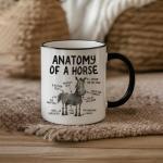 Puouoonyi Anatomy of a Horse Mug 11oz - Funny Horse Gifts for Women Men, Horses Lover Coffee Cup, Cute Cartoon Sarcastic Meme Graphic Birthday Present for Dad Mom Coworkers Boss Friends