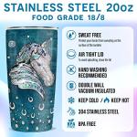 Wassmin Horse Tumbler Horse Gifts For Women Girl Horses Cup 20oz Jewelry Drawings Stainless Steel Insulated Coffee Travel Mug Cup Tumblers Equestrian Gifts For Birthday Christmas