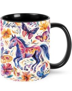 Horse Coffee Mug for Women Ceramic Tea Cup with Handle Funny Novelty Mugs Porcelain Mug Gift for Office Home 11oz