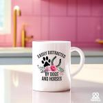 Panvola Easily Distracted By Dogs And Horses Dog Lover Gifts Horse Lover Gifts Farm Animals Dog Mom Dad Animal Lovers Equestrian Novelty Drinkware Ceramic Mug 11 oz White