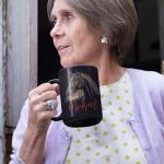 Custom Name Black Mug, Western Horse With Desert Landscape Design Ceramic Cup, Personalized Unique Horse Coffee Mug, Customized Horse Riders Black Mug 11oz 15oz, Gift For Women Men