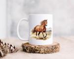 C M Horse Ceramic Coffee Mug with Handle, 15 oz - Horse Themed Gift for Women and Men