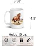 C M Horse Ceramic Coffee Mug with Handle, 15 oz - Horse Themed Gift for Women and Men