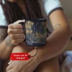Custom Name Black Mug 11oz 15oz, Gift For Horse Lovers, Personalized Horse And Forest Scene Ceramic Cup, Customized Nature Themed Coffee Cup, Horse Enthusiasts Full Wrap Mug, 1PCS